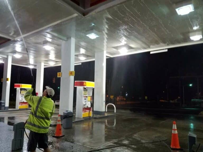 Gas Station Roof Cleaning